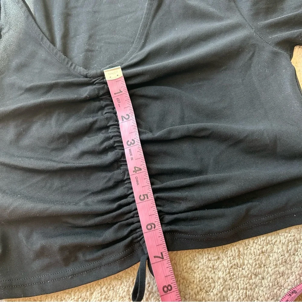 OFFLINE By Aerie Real Me Ruched Front Black Long Sleeve Top